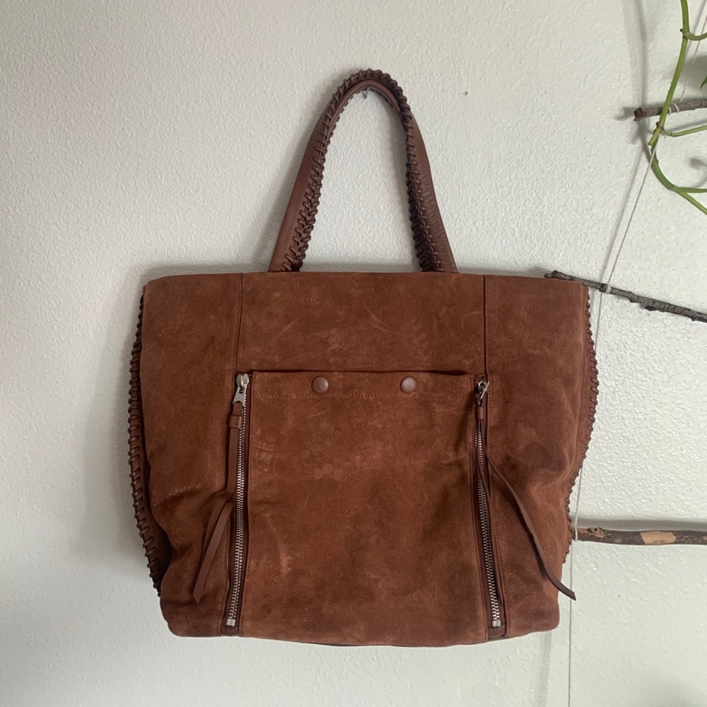 All Saints Brown Suede tote
